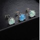 3 Pair Stud Earrings Set For Womens Teens Opal Birthstone Earrings For Sensitive Ears Round Gemstone Ear Stud Gift 4mm 6mm 8mm